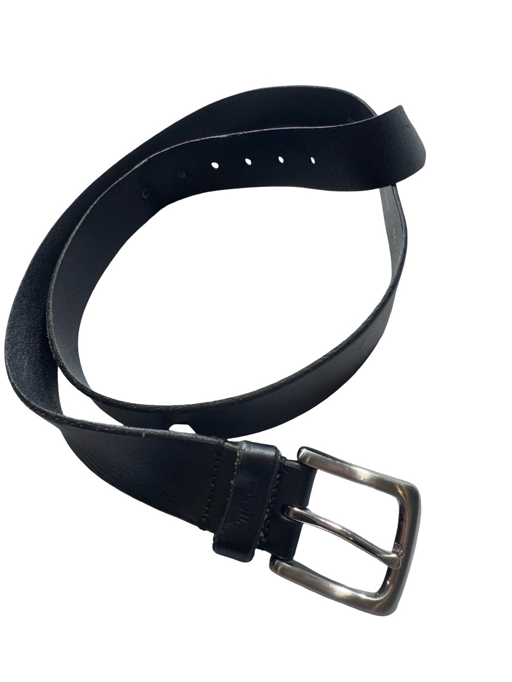 Fossil Black Leather Men's Belt with Silver Buckle
